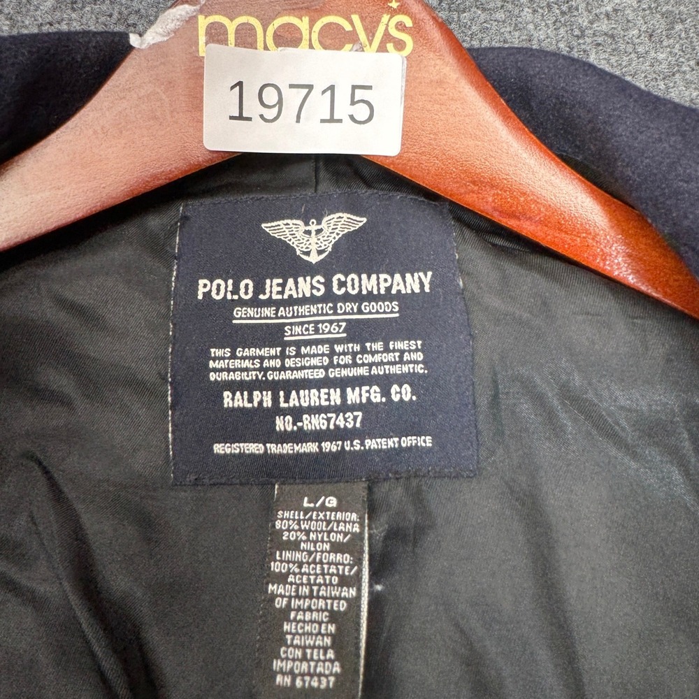 Vintage Polo Ralph Lauren Peacoat Mens Large Wool USRL Military Anchor Coat - Picture 3 of 16